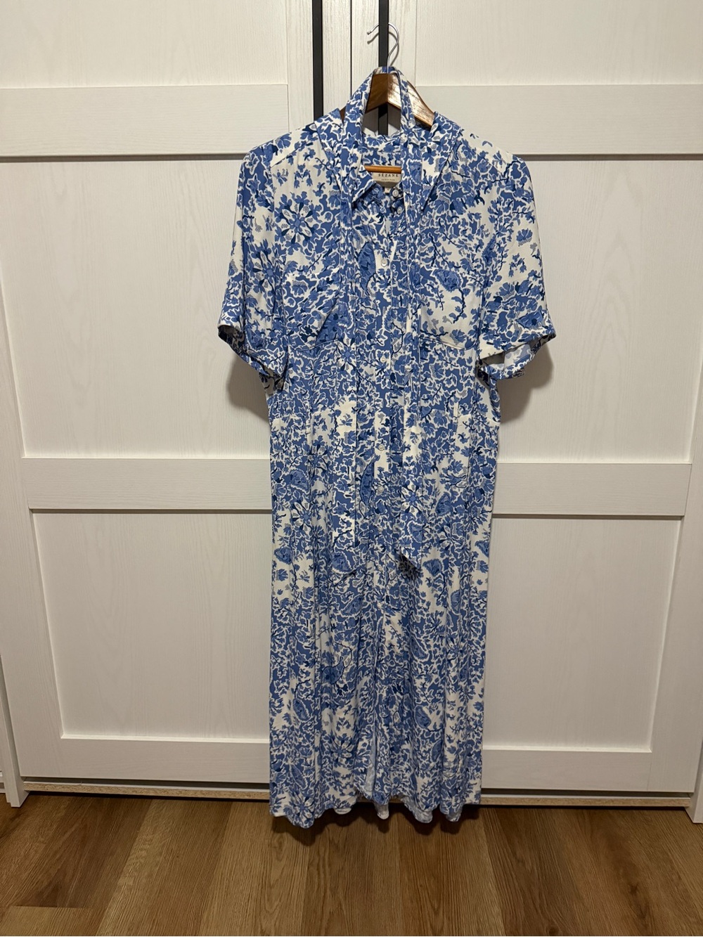 Sezane Blue and White Floral Midi Dress - Picture 3 of 6